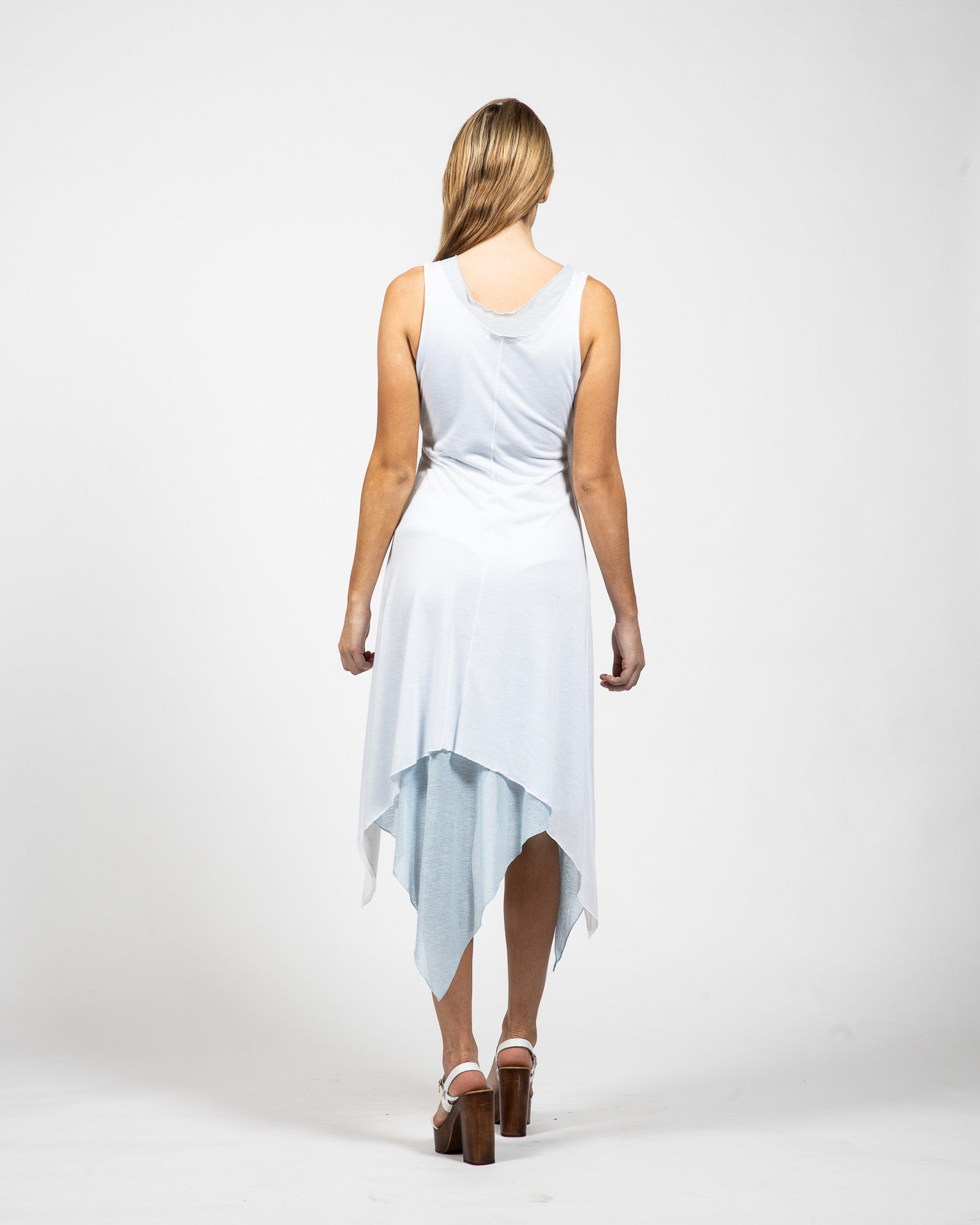 Multi Layered V – Neck Dress - Back View - Samuel Vartan
