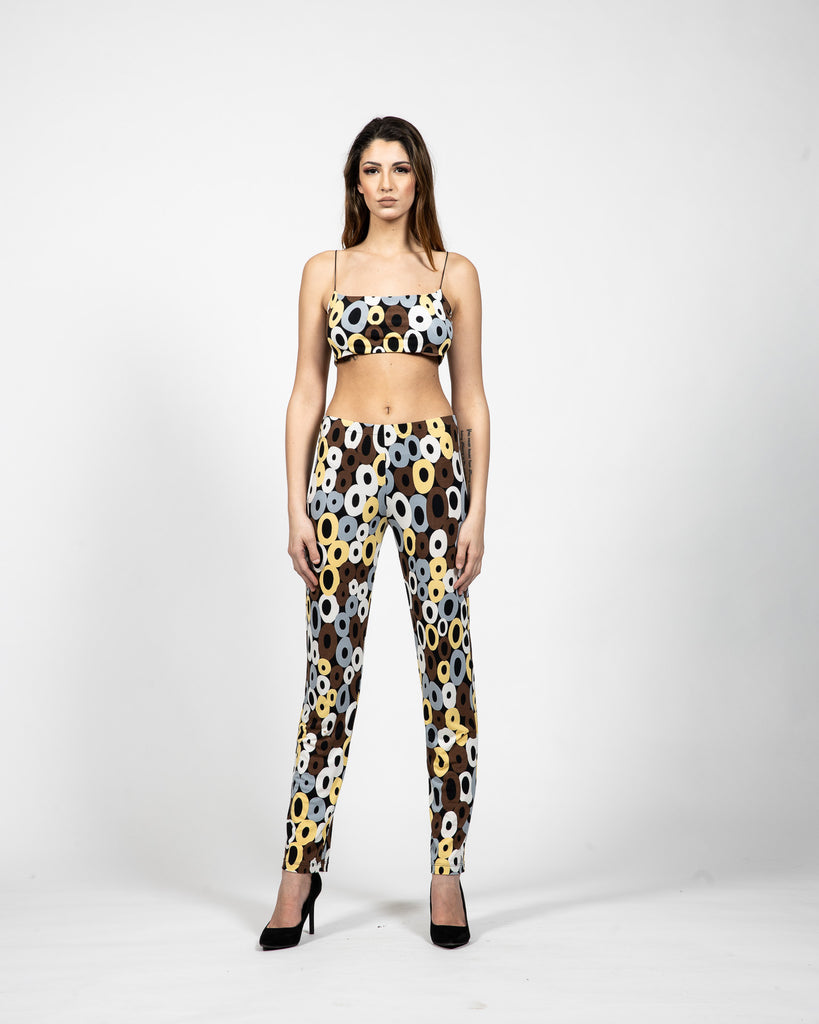 Cropped Bra Top With Matching Pants - Front View - Samuel Vartan