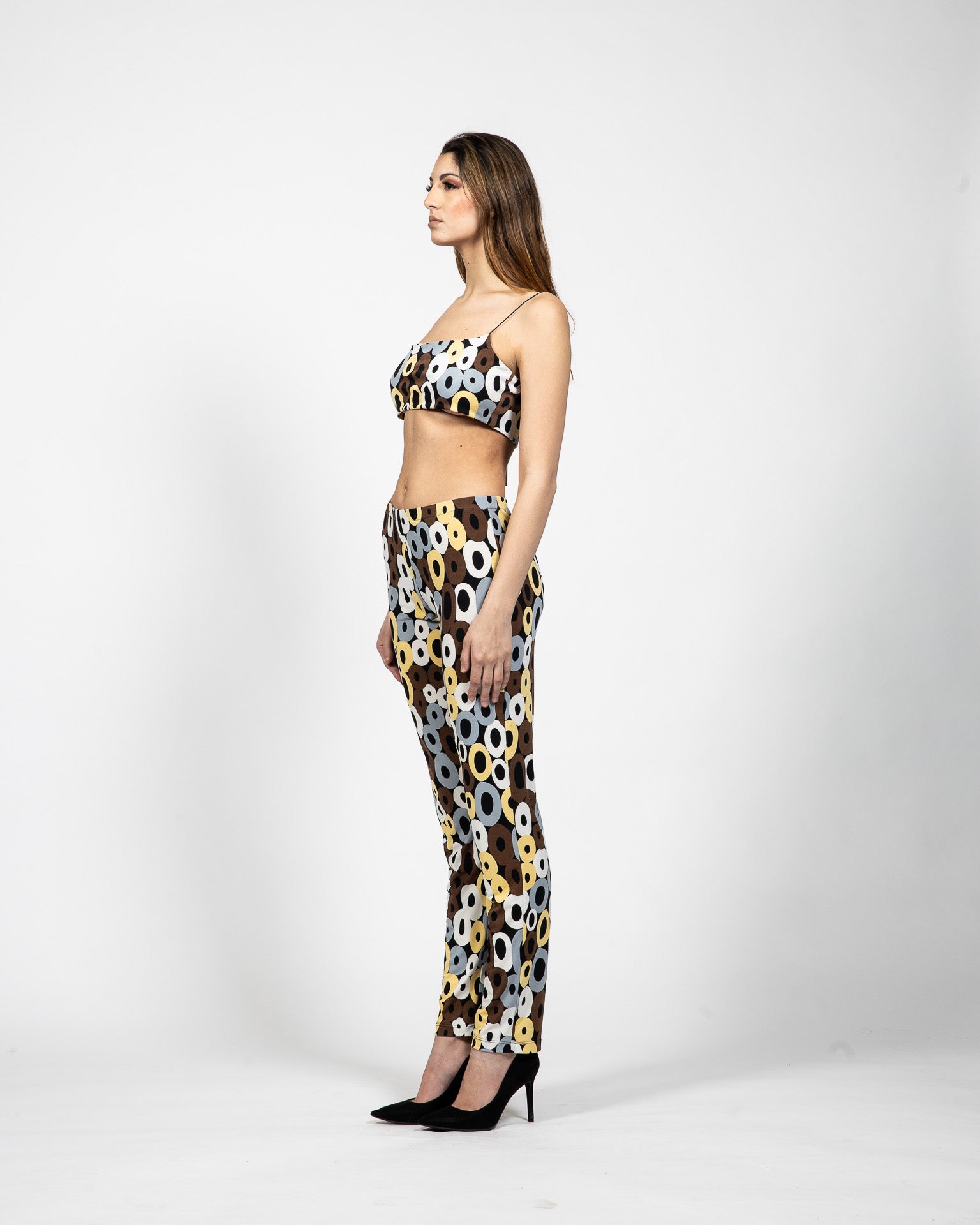 Cropped Bra Top With Matching Pants - Side View - Samuel Vartan